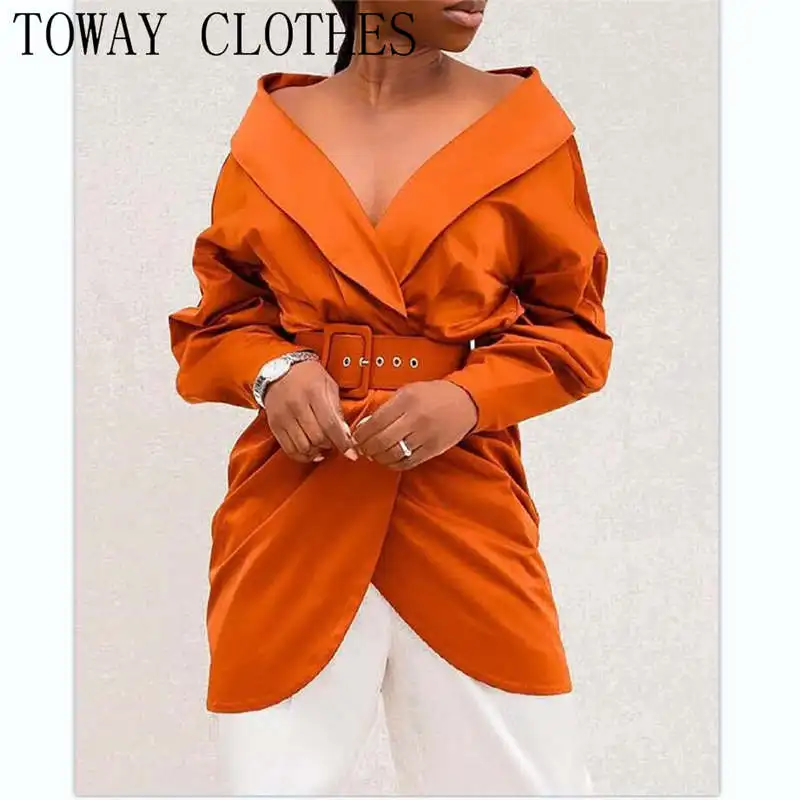 Notched Neck Long Sleeve Ruched Coat With Belt Chic Blazer Solid Color Plain For Women 2021
Notched Neck Long Sleeve Ruched Coat With Belt Chic Blazer Solid Color Plain For Women 2021