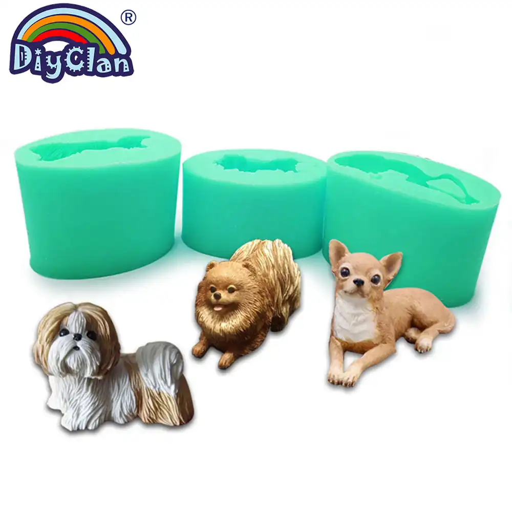 3d dog shape silicone clay molds big size chihuahua pomeranian