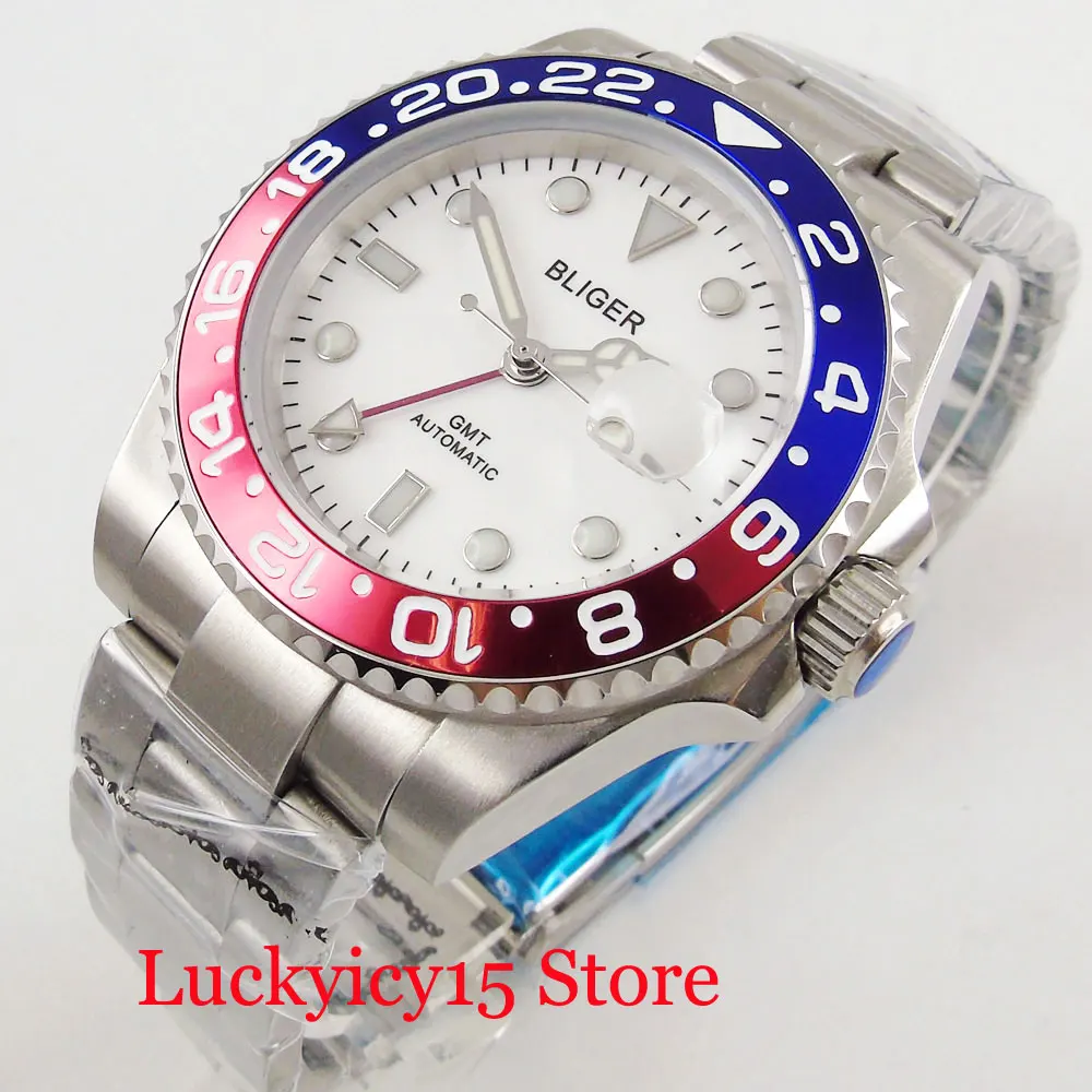 BLIGER High Quality Business Mental 40mm Men's Watch Automatic Movement GMT Function White Dial Alloy Bezel Sapphire Glass
BLIGER High Quality Business Mental 40mm Men's Watch Automatic Movement GMT Function White Dial Alloy Bezel Sapphire Glass