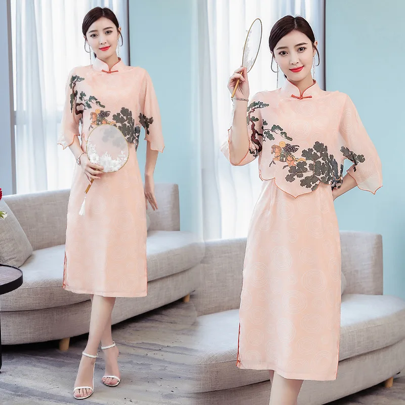 Dy5965979 Spring And Summer New Style Chinese-style Stand Collar Frog Printed And Embroidery Cape-Sleeve Tassels Improved Cheong
Dy5965979 Spring And Summer New Style Chinese-style Stand Collar Frog Printed And Embroidery Cape-Sleeve Tassels Improved Cheong