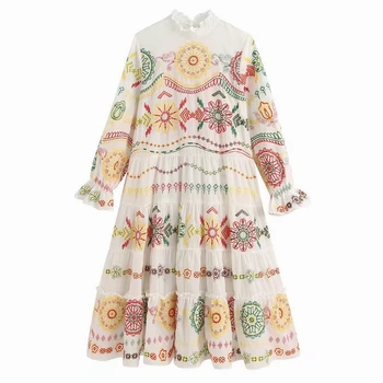 Personality Women Dress Spring 2020 New Clothing Full Sleeve O-Neck Female Embroidery Long Dresses
Personality Women Dress Spring 2020 New Clothing Full Sleeve O-Neck Female Embroidery Long Dresses