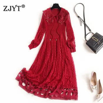 Top Fashion Designer Spring Dress Women 2020 New Elegant Long Sleeves Organza Patchwork Collar Hollow Out Party Tulle Dresses 
Top Fashion Designer Spring Dress Women 2020 New Elegant Long Sleeves Organza Patchwork Collar Hollow Out Party Tulle Dresses