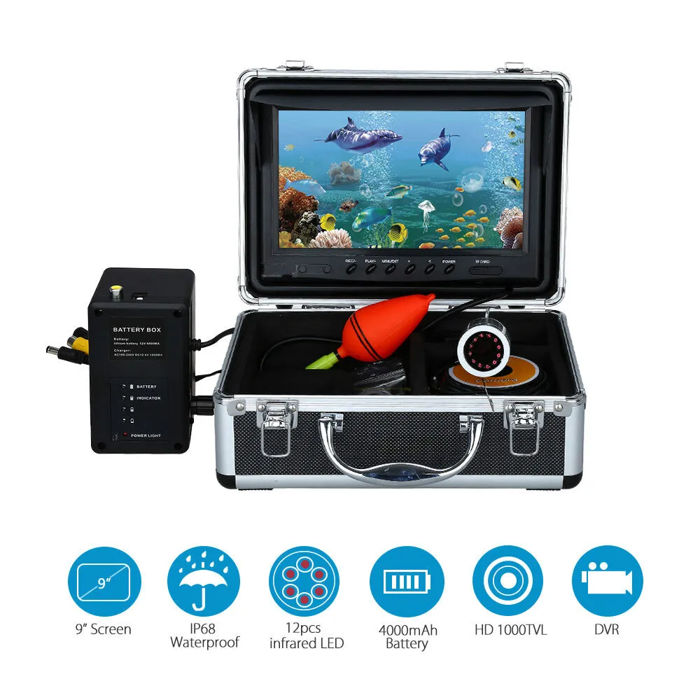 50m IR Underwater Fishing Camera Fish Finder 9 inch Color Monitor Video DVR Cam HD Night Vision Kamera for Boat Fishing
50m IR Underwater Fishing Camera Fish Finder 9 inch Color Monitor Video DVR Cam HD Night Vision Kamera for Boat Fishing