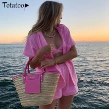Totatoop Summer Casual Outwear Women Two Piece Set Turn Down Collar Short Sleeve T Shirts And Wide Leg Shorts Matching Suit 2021
Totatoop Summer Casual Outwear Women Two Piece Set Turn Down Collar Short Sleeve T Shirts And Wide Leg Shorts Matching Suit 2021