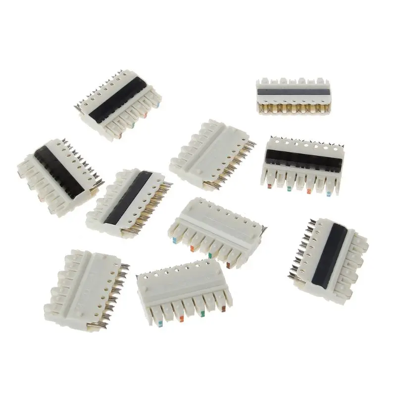 10Pcs 110 type 4 Pairs Socket Rj45 Telephone Module for Distribution Frame Connection Spring Snaps Krone Article Voice Line Silv
10Pcs 110 type 4 Pairs Socket Rj45 Telephone Module for Distribution Frame Connection Spring Snaps Krone Article Voice Line Silv