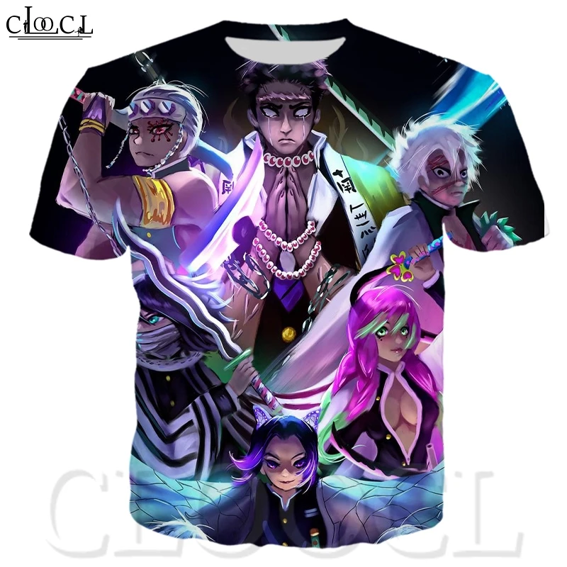Футболка с 3D принтом CLOOCL Japan Anime Kimetsu No Yaiba Demon Slayer повседневные летние модные топы