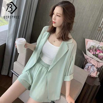 2020 Summer Women Casual Loose Blazer Suits Two Pieces Set Notched Short Sleeve Single Button Elastic Waist Shorts S05307K
2020 Summer Women Casual Loose Blazer Suits Two Pieces Set Notched Short Sleeve Single Button Elastic Waist Shorts S05307K