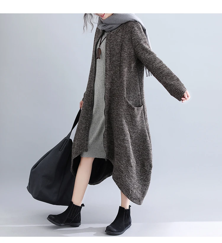 Autumn Winter Women Dress Plus Size Elegant Outwear Coat Long Maxi Dresses For Women Irregular Warm Coat Dress Vestidos 2019 4