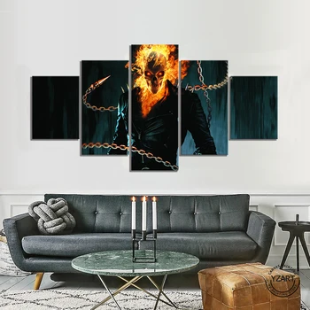 

5pcs Ghost Rider Posters Print Op Canvas Comics Movie Poster Wall Art Picture
