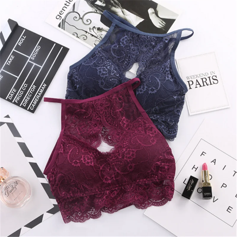 Description Picture 5 of itemSexy Women Hollow Out Crop Tops Solid Color Wide Shoulder Strap Beauty Back Lace Camisole Sexy Vest Camisole Crop Top Female