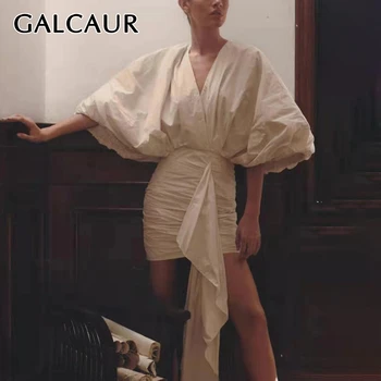 GALCAUR Korean Hollow Out Dresses Female V Neck Lantern Sleeve High Waist Backless Asymmetric Mini Dress Womens 2020 New Clothes
GALCAUR Korean Hollow Out Dresses Female V Neck Lantern Sleeve High Waist Backless Asymmetric Mini Dress Womens 2020 New Clothes