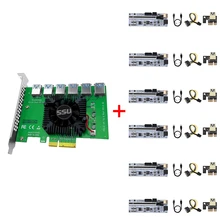 6pcs PCI-E Express 1x to 16x Riser 010 Card GPU Adapter PCIE 1 to 6 4 Slot PCIe Port Multiplier Card for Video Card Super Type
6pcs PCI-E Express 1x to 16x Riser 010 Card GPU Adapter PCIE 1 to 6 4 Slot PCIe Port Multiplier Card for Video Card Super Type