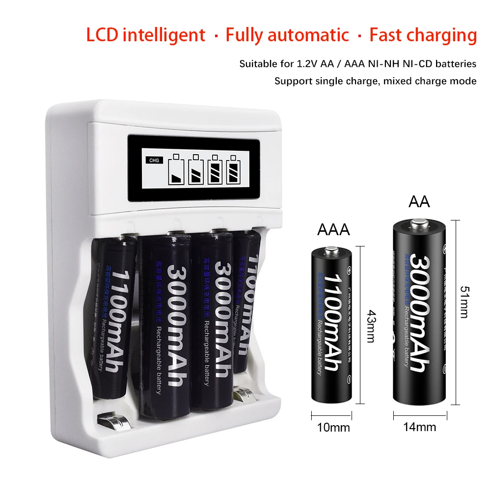 AA 1.2В аккумуляторные батареи + AAA для игрушек зарядное устройство Ni MH