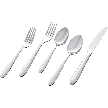 Traditional Stainless Steel Flatware Silverware Set, Service for 4, 20-Piece Silver with Hammered Trim
Traditional Stainless Steel Flatware Silverware Set, Service for 4, 20-Piece Silver with Hammered Trim