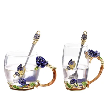 Novelty Enamel Glass Coffee Cups Mug Flower Tea Glass Cups for Hot and Cold Drinks Tea Cup Spoon Set Perfect Wedding Gift
Novelty Enamel Glass Coffee Cups Mug Flower Tea Glass Cups for Hot and Cold Drinks Tea Cup Spoon Set Perfect Wedding Gift