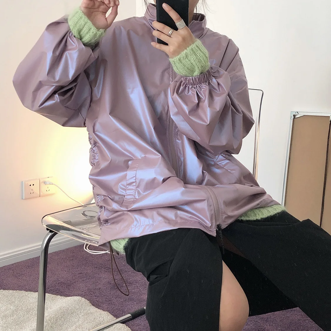 2019 Fall New Coat Cool Sports Wind Profile Windproof Jacket Zipper Collar Hit Color Loose Coat Coats and Jackets Women
2019 Fall New Coat Cool Sports Wind Profile Windproof Jacket Zipper Collar Hit Color Loose Coat Coats and Jackets Women