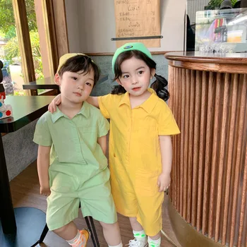 Summer Boys Girls Jumpsuit Korea Style Short Sleeve Playsuits Solid Color Loose Length Bodysuits For Size 1-6Y
Summer Boys Girls Jumpsuit Korea Style Short Sleeve Playsuits Solid Color Loose Length Bodysuits For Size 1-6Y
