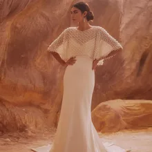 Sevintage Satin Mermaid Wedding Dresses With Jacket Pearls Bride Dress Vintage Bride Gowns For Bride Custom Made 2022
Sevintage Satin Mermaid Wedding Dresses With Jacket Pearls Bride Dress Vintage Bride Gowns For Bride Custom Made 2022