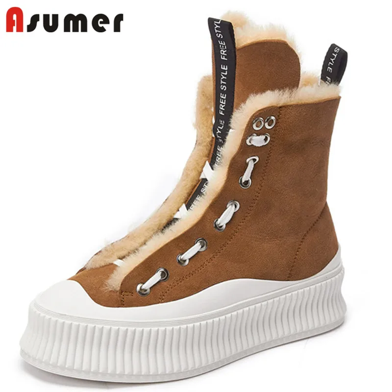 ASUMER Black Lace Up Snow Boots Women Casual Flat Shoes Round Toe Keep Warm Thick Fur Winter Ankle Boots For Women 2021
ASUMER Black Lace Up Snow Boots Women Casual Flat Shoes Round Toe Keep Warm Thick Fur Winter Ankle Boots For Women 2021