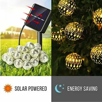 10/20LED Solar Power Moroccan Fairy Lamp Solar String Lights Creative Metal Ball Outdoor Xmas Party Romantic Durable Festival
10/20LED Solar Power Moroccan Fairy Lamp Solar String Lights Creative Metal Ball Outdoor Xmas Party Romantic Durable Festival