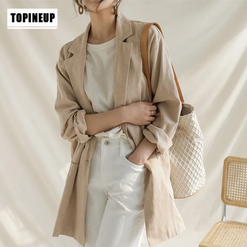 Korean design Retro Vintage Linen Hemp Women Blazer Jacket 3/4 Ruched Sleeve Open Front Lightweight Work Office Cardigan
Korean design Retro Vintage Linen Hemp Women Blazer Jacket 3/4 Ruched Sleeve Open Front Lightweight Work Office Cardigan