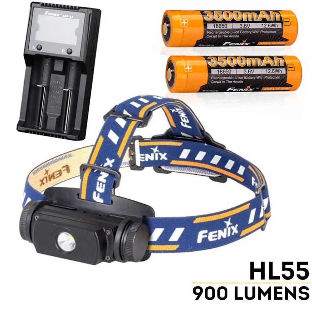 Fenix HL55 Headlamp Lantern Cree XM -L2 U2 LED Light 900Lumens Outdoor Rescue Search lantern + 2 x ARB-L18-3500 battery charger | Лампы и