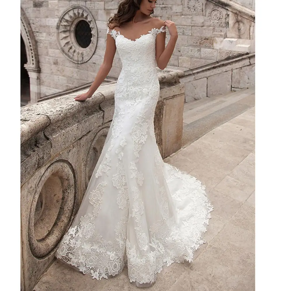 Vestido De Noiva 2020 Off The Shoulder White Perfect Lace Appliques Court Train Zipper Up With Buttons Mermaid Wedding Dresses
Vestido De Noiva 2020 Off The Shoulder White Perfect Lace Appliques Court Train Zipper Up With Buttons Mermaid Wedding Dresses