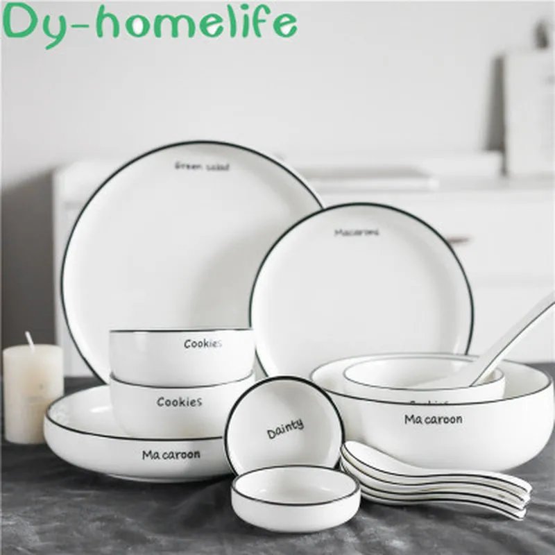 European Creative Black Border Letters Multi-size Ceramic Tableware Set Home Kitchen Bone China Plate Dish Spoon Single Product
European Creative Black Border Letters Multi-size Ceramic Tableware Set Home Kitchen Bone China Plate Dish Spoon Single Product