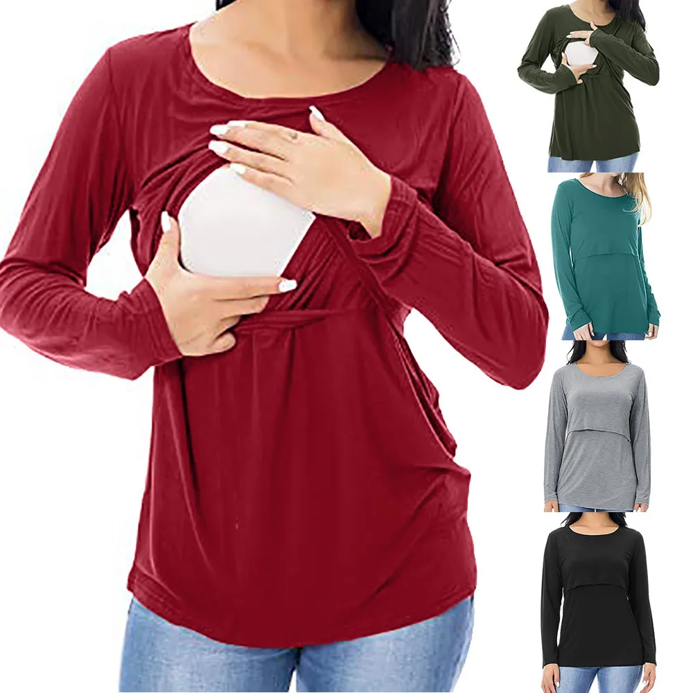 Maternity Gown Maternity Breastfeeding Clothes Maternity Nursing Tops Comfy Long Sleeve Breastfeeding T-Shirt HOOLER 
Maternity Gown Maternity Breastfeeding Clothes Maternity Nursing Tops Comfy Long Sleeve Breastfeeding T-Shirt HOOLER