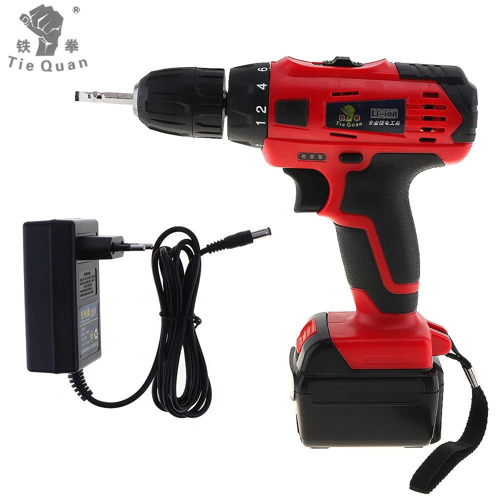 AC 110 - 220V Cordless 21V Electric Drill/Screwdriver with Lithium Battery Adjustment Switch and Two-speed Adjustment Button
AC 110 - 220V Cordless 21V Electric Drill/Screwdriver with Lithium Battery Adjustment Switch and Two-speed Adjustment Button
