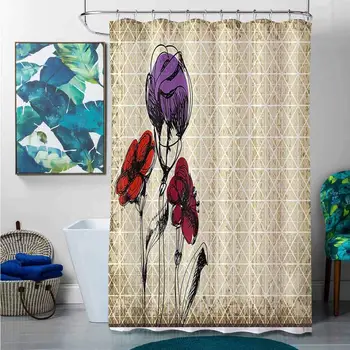 Shower Curtains Gray and Brown Floral,Sketchy Flower Petals with Grunge Effects Blooms Florets Illustration,Tan Maroon Purple 
Shower Curtains Gray and Brown Floral,Sketchy Flower Petals with Grunge Effects Blooms Florets Illustration,Tan Maroon Purple