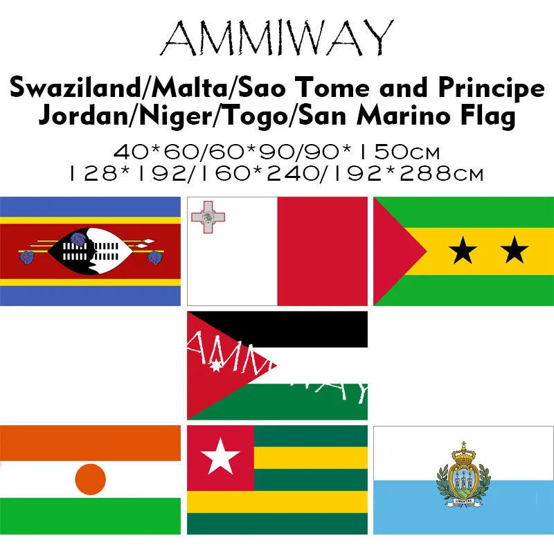 Флаги и баннеры AMMIWAY для Свазиленда Мальты Сан Томе Принсипи Иордания Нигера того