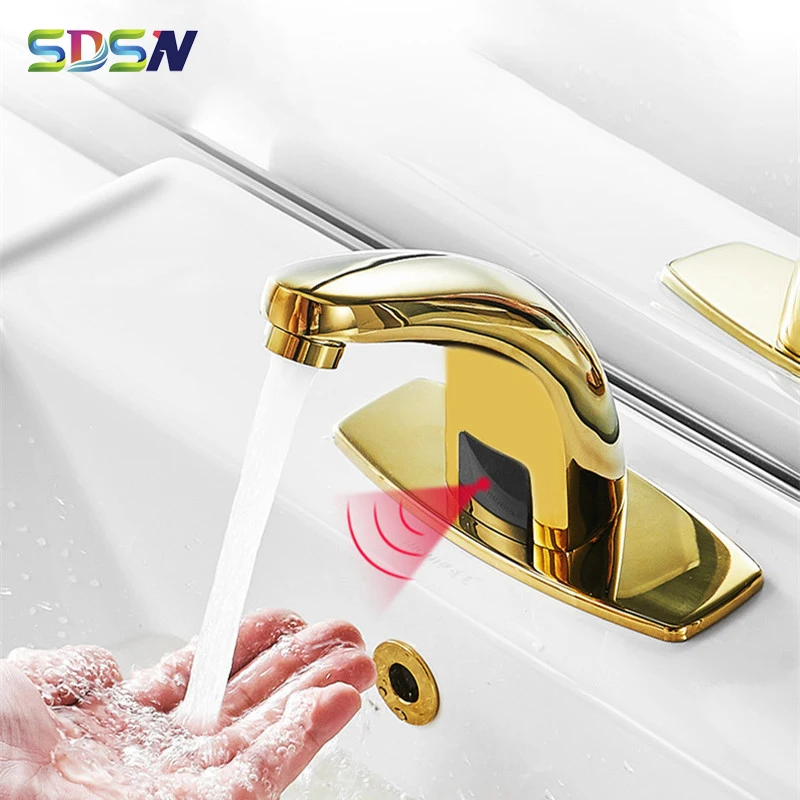 Смеситель для ванной комнаты SDSN с датчиком золотой кран раковины в ванную
