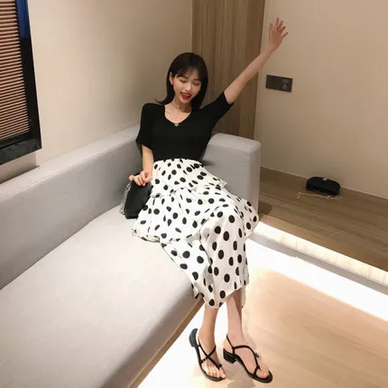 France Non-mainstream Mock Two-Piece Splicing Dress Women's Korean-style Polka Dot Skirt Mid-length Cake Dress A- line Skirt
France Non-mainstream Mock Two-Piece Splicing Dress Women's Korean-style Polka Dot Skirt Mid-length Cake Dress A- line Skirt