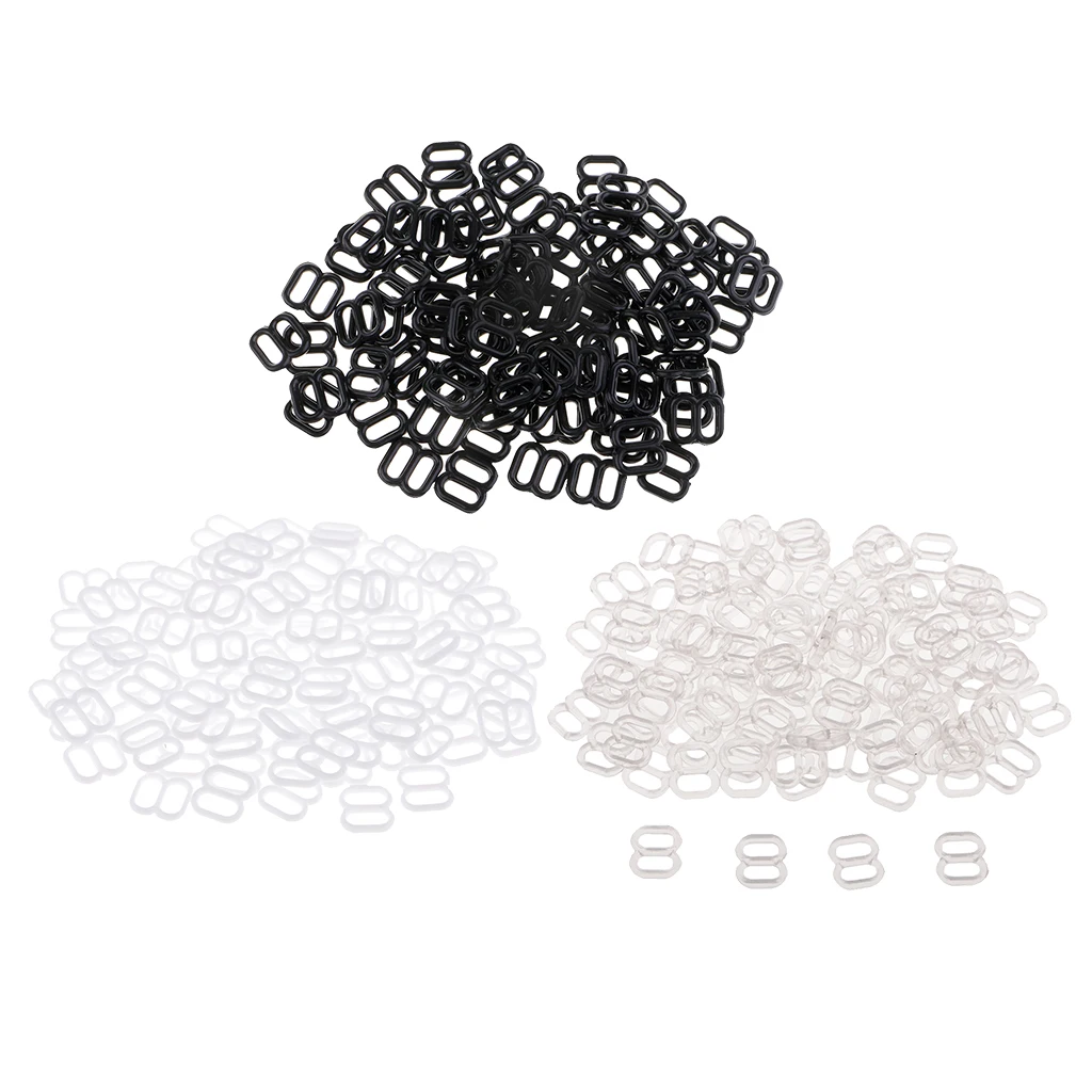 100Pcs/lot 8 Shaped Nylon Lingerie Bra Strap Sliders Adjuster Hook Clips for Corset Garter Bikini