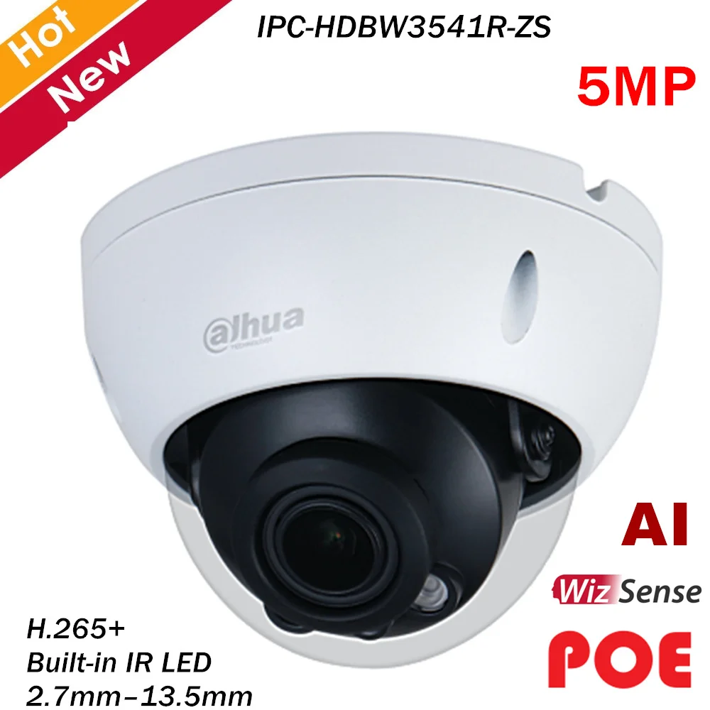 Dahua 5MP AI WizSense IP Camera IPC-HDBW3541R-ZS H.265+ Rotation Mode Built-in IR LED 2.7mm-13.5mm Variable lens Support POE |