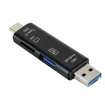 5 in 1 USB 3.0 Type C / USB / Micro USB SD TF Memory Card Reader OTG Adapter Connector High Speed Memory Card Reader
5 in 1 USB 3.0 Type C / USB / Micro USB SD TF Memory Card Reader OTG Adapter Connector High Speed Memory Card Reader