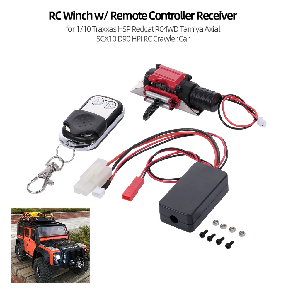 RC Winch With Remote Controller Receiver for 1/10 Traxxas HSP Redcat RC4WD Tamiya Axial SCX10 D90 HPI RC Crawler Car
RC Winch With Remote Controller Receiver for 1/10 Traxxas HSP Redcat RC4WD Tamiya Axial SCX10 D90 HPI RC Crawler Car