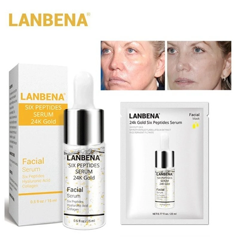 LANBENA Face Mask 24K Gold Six Peptides Serum Anti-Aging Wrinkle Lift Firming Whitening Moisturizing Acne Treatment Skin Care
LANBENA Face Mask 24K Gold Six Peptides Serum Anti-Aging Wrinkle Lift Firming Whitening Moisturizing Acne Treatment Skin Care