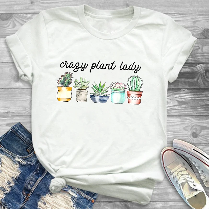 Женская модная свободная футболка с принтом растений кактуса женская
