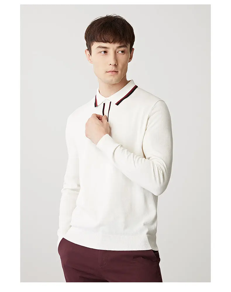 New Style Mens Polo Shirt Contrast Color Collar High Quality Autumn Long Sleeve Sweater Pullover Male Plus Size 4XL Muls Brand 01