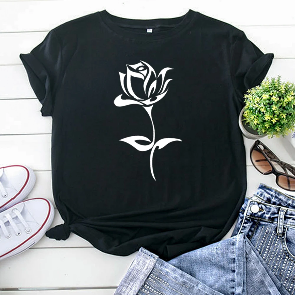 Simple Printing Tshirts Blooming Roses T Shirts For Women Crewneck Hip Hop Women'S T-Shirts Vintage Casual Short Sleeve Tops
Simple Printing Tshirts Blooming Roses T Shirts For Women Crewneck Hip Hop Women'S T-Shirts Vintage Casual Short Sleeve Tops
