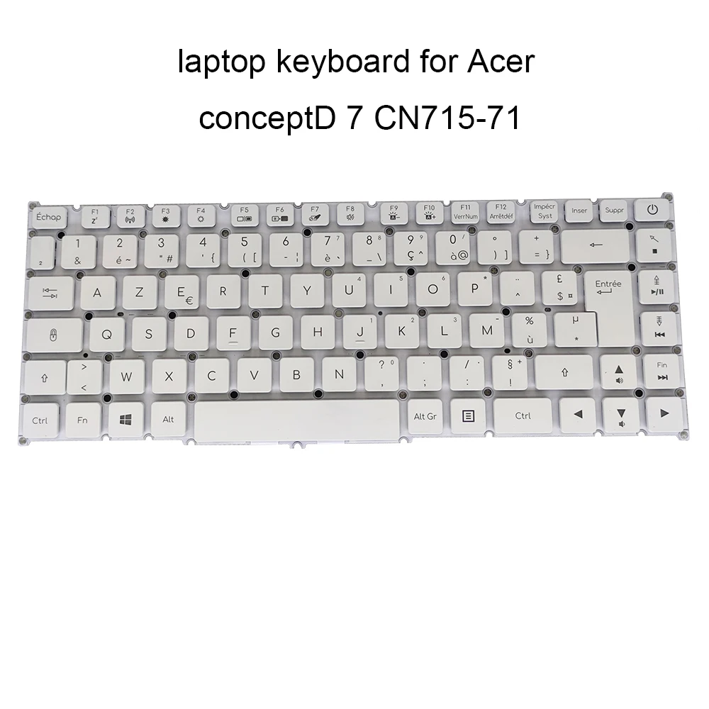 

AZERTY Backlit Replacement Keyboards for Acer conceptD 7 CN715-71 73A9 70LR LG4P-T90W3L French FR BE white backlight keyboard