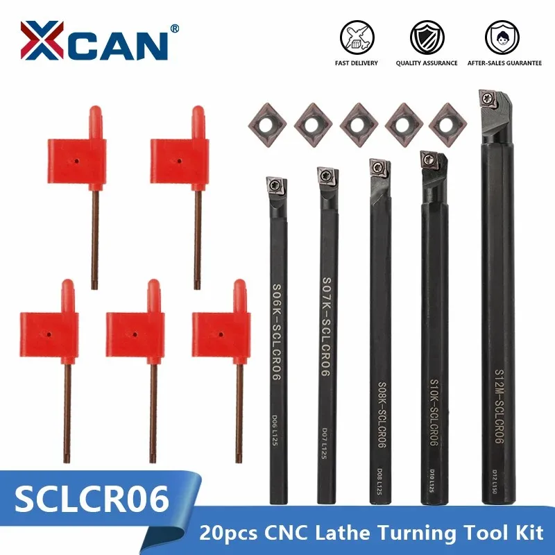 XCAN 5 Set SCLCR06 External Turning Tool Holder with 10pcs CCMT0602 Carbide Insert CNC Lathe Turning Tool Cutter Boring Bar
XCAN 5 Set SCLCR06 External Turning Tool Holder with 10pcs CCMT0602 Carbide Insert CNC Lathe Turning Tool Cutter Boring Bar