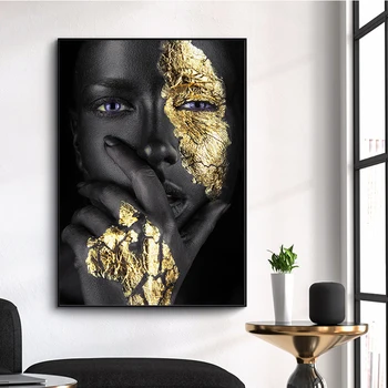 Gold Face Hand Africa Black Woman Meditation Oil Painting on Canvas Poster and Prints Cuadros Art Picture for Living Room
Gold Face Hand Africa Black Woman Meditation Oil Painting on Canvas Poster and Prints Cuadros Art Picture for Living Room