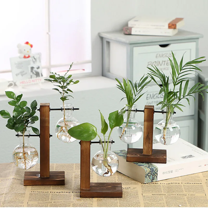 Terrarium Hydroponic Plant Vases Vintage Flower Pot Transparent Vase Wooden Frame Glass Tabletop Plants Home Bonsai Decor
Terrarium Hydroponic Plant Vases Vintage Flower Pot Transparent Vase Wooden Frame Glass Tabletop Plants Home Bonsai Decor