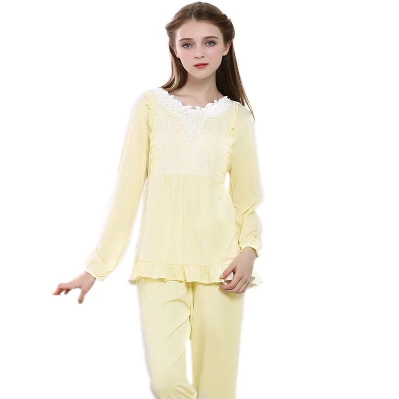 Modal Casual Women's Sweet Retro Palace Pajamas Women Spring and Summer Comfortable Long-sleeved Home Suit
Modal Casual Women's Sweet Retro Palace Pajamas Women Spring and Summer Comfortable Long-sleeved Home Suit
