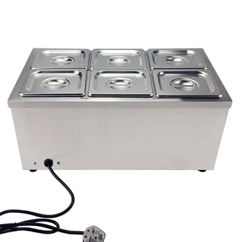 

Commercial Bain Marie Buffet Electric Food Warmer 6 Tanks Deep Soup Stove Stainless Steel Soup Pool for Restaurant Hotel Kitchen