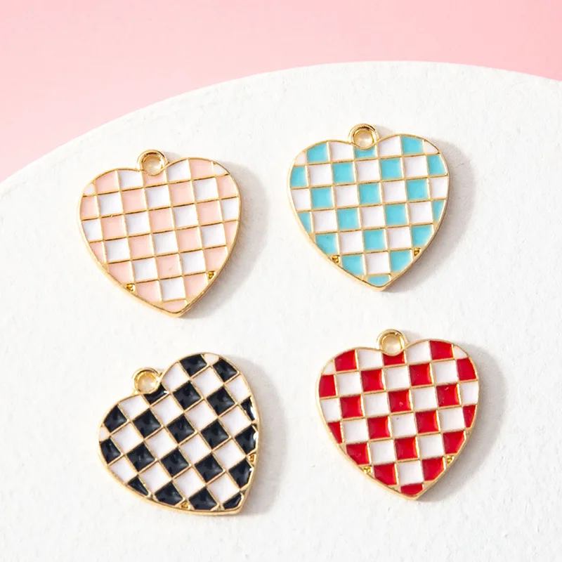 10pcs New Heart Checkerboard Patterns Charm For DIY Necklace Earring Keychain Hair Decoration Jewelry Making Accessories
10pcs New Heart Checkerboard Patterns Charm For DIY Necklace Earring Keychain Hair Decoration Jewelry Making Accessories