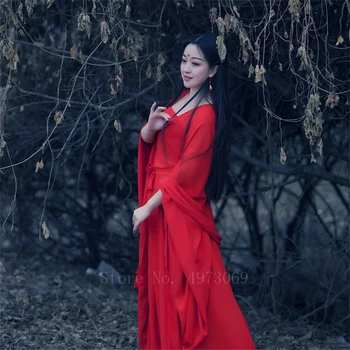 Lady Chinese Hanfu Dress Elegant Fairy Classical Folk Dancing Costume Solid Oriental Stage Performance Traditional Clothes 
Lady Chinese Hanfu Dress Elegant Fairy Classical Folk Dancing Costume Solid Oriental Stage Performance Traditional Clothes